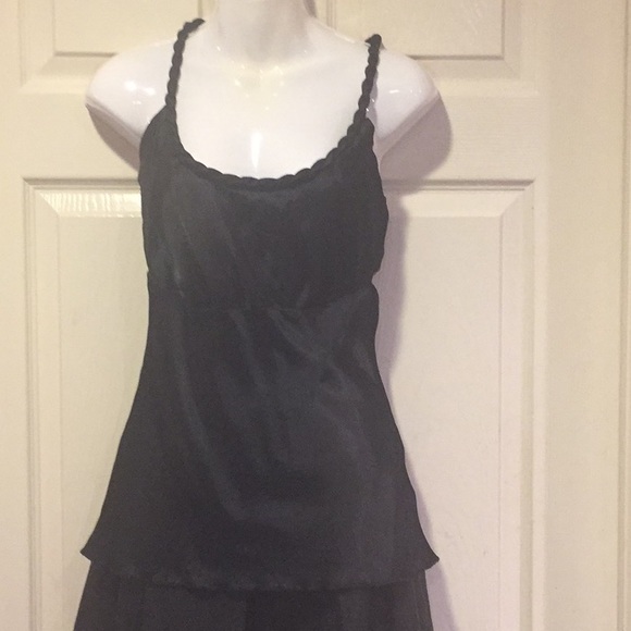 🛍2 for $40🛍NWOT Blk satin tank  braided detail on spaghetti strap and neckline - Picture 2 of 5